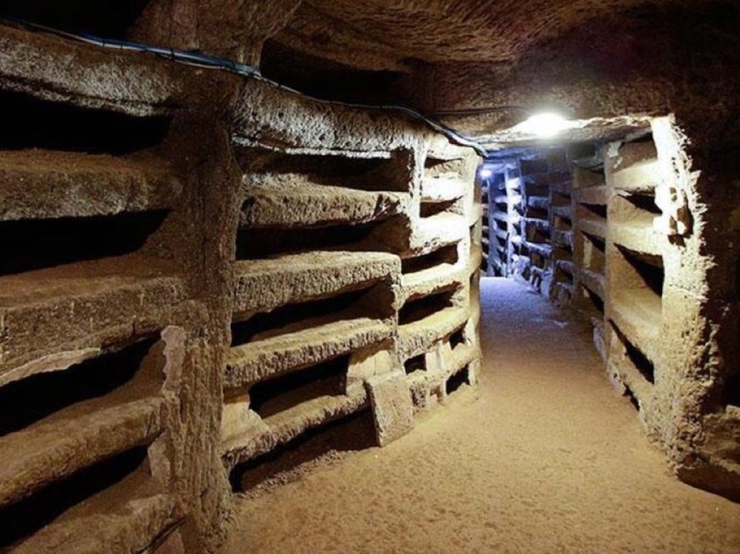 A view shows the catacomb of Priscilla in Rome